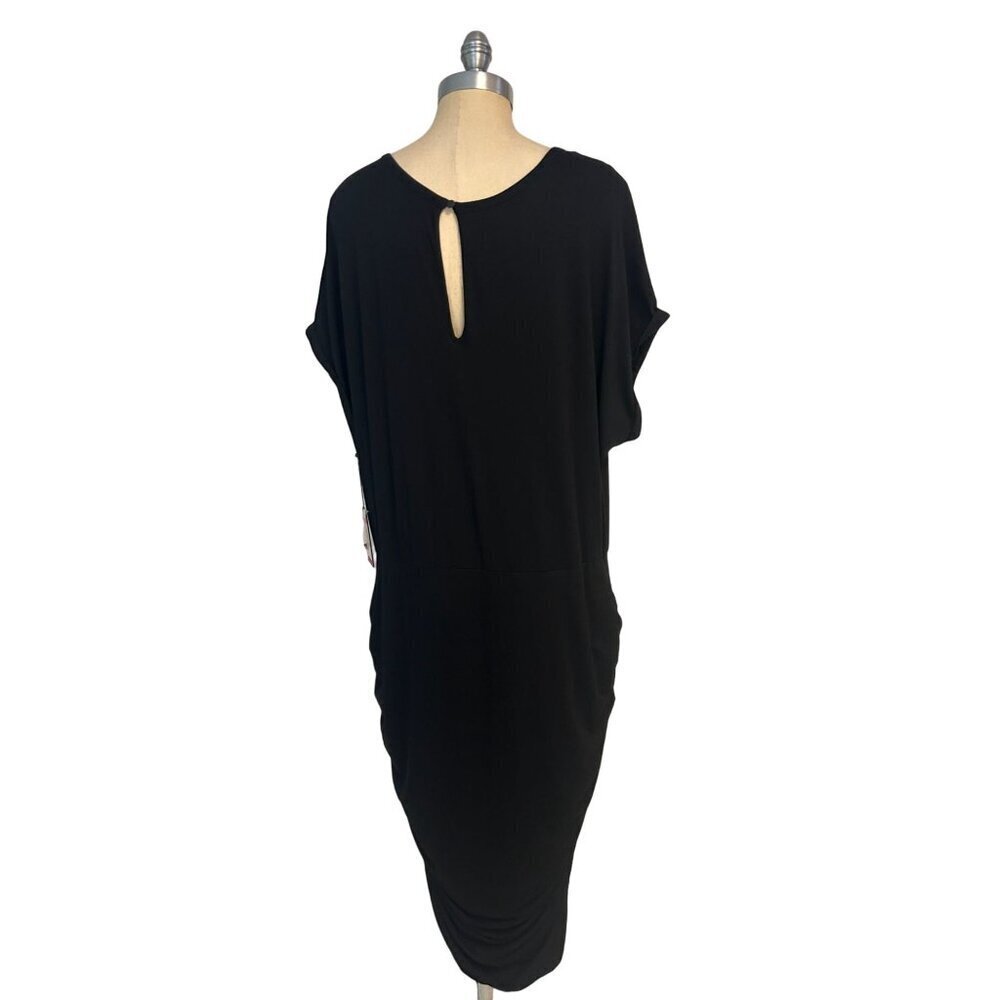 VINCE CAMUTO Side Ruched Jersey Midi Dress  Rich Black Size 2X $109 NWT - Picture 4 of 5